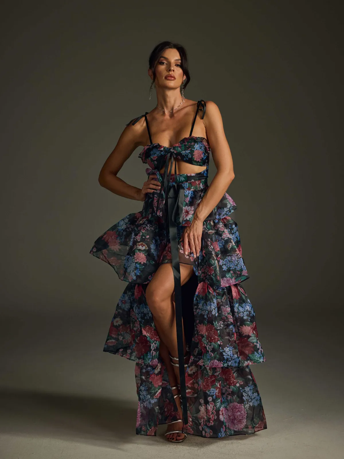 Nalima Floral Printed Skirt Set In Black sold by Mew Mews product image thumbnail 4