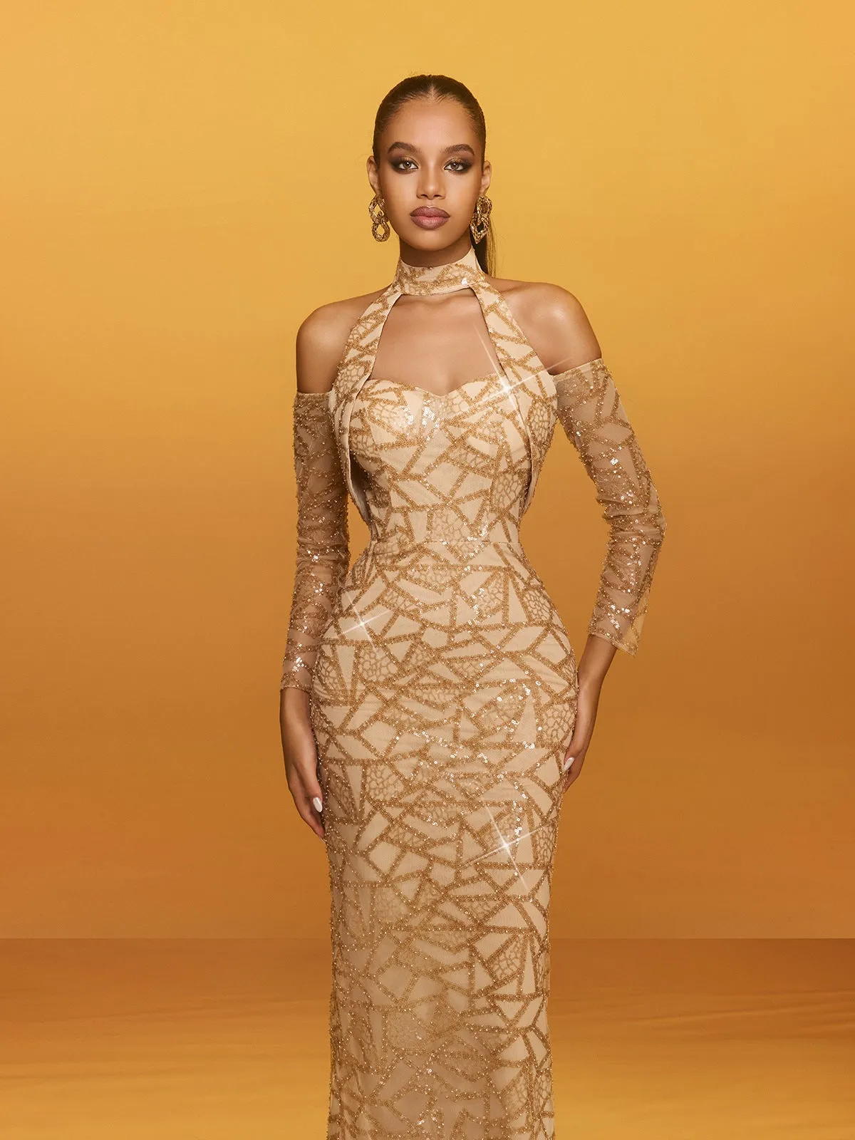 Revelin Halterneck Sequin Maxi Dress sold by Mew Mews product image thumbnail 2