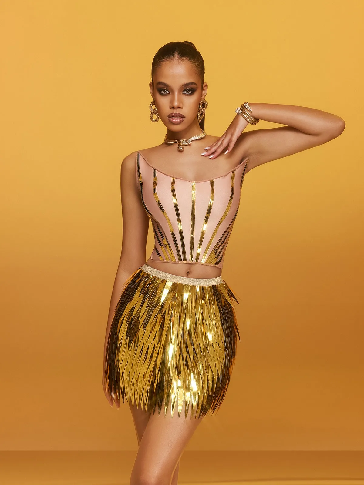 Averth Strapless Tie Up Fringe Skirt Set sold by Mew Mews product image thumbnail 4