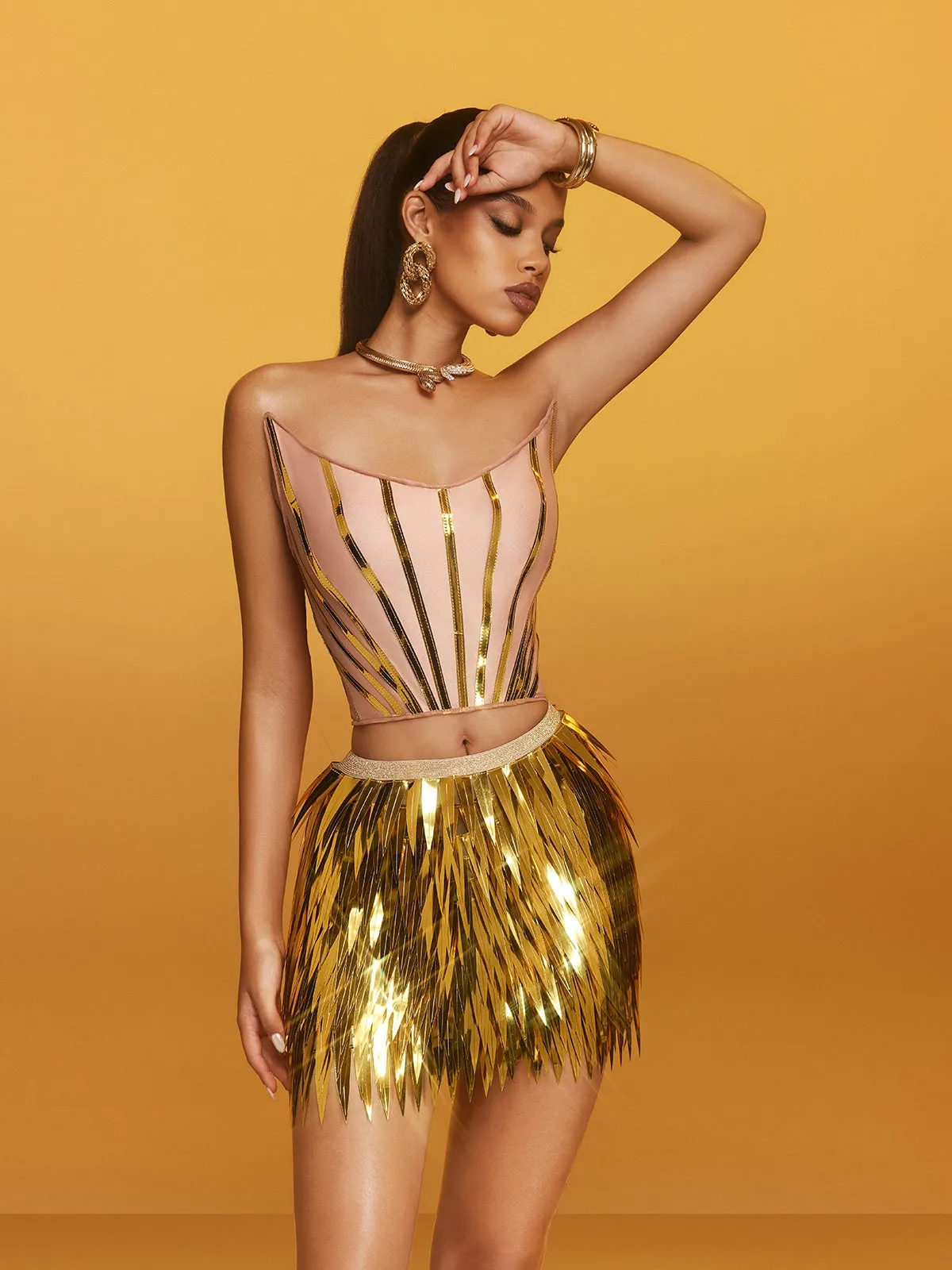 Averth Strapless Tie Up Fringe Skirt Set sold by Mew Mews product image thumbnail 3