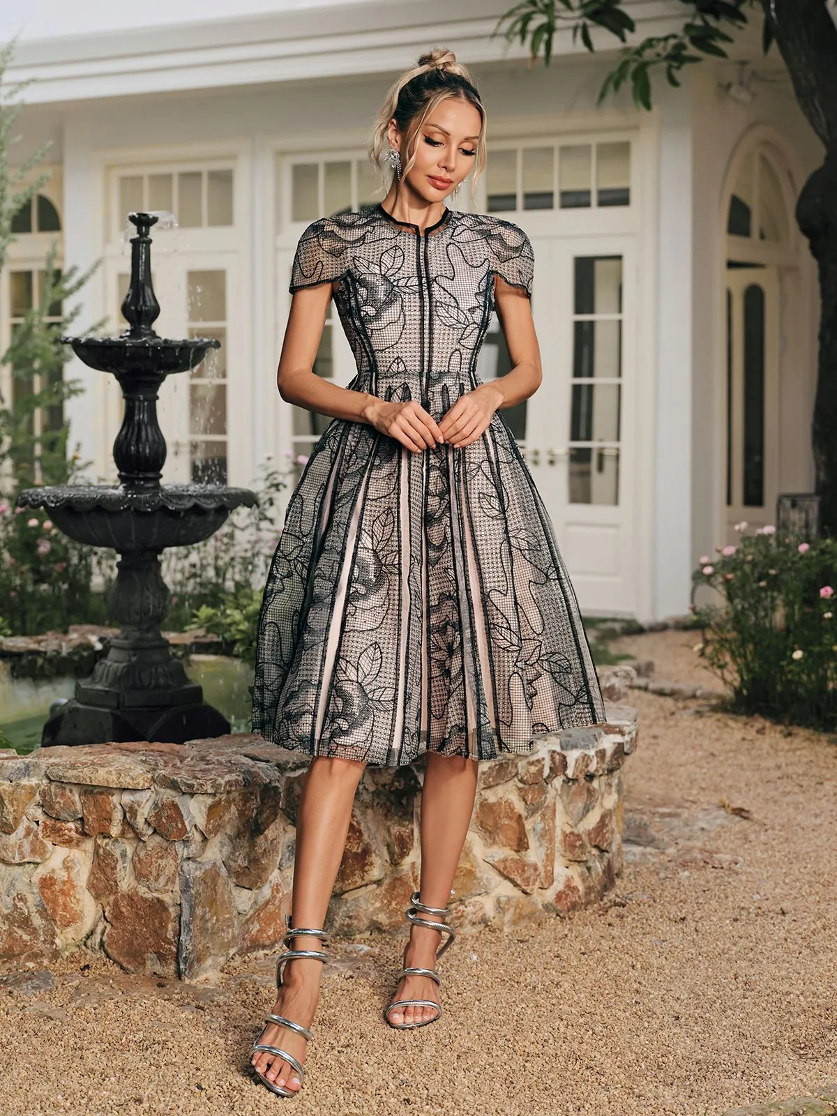 Rhaxma Floral Embroidered Midi Dress sold by Mew Mews product image thumbnail 4