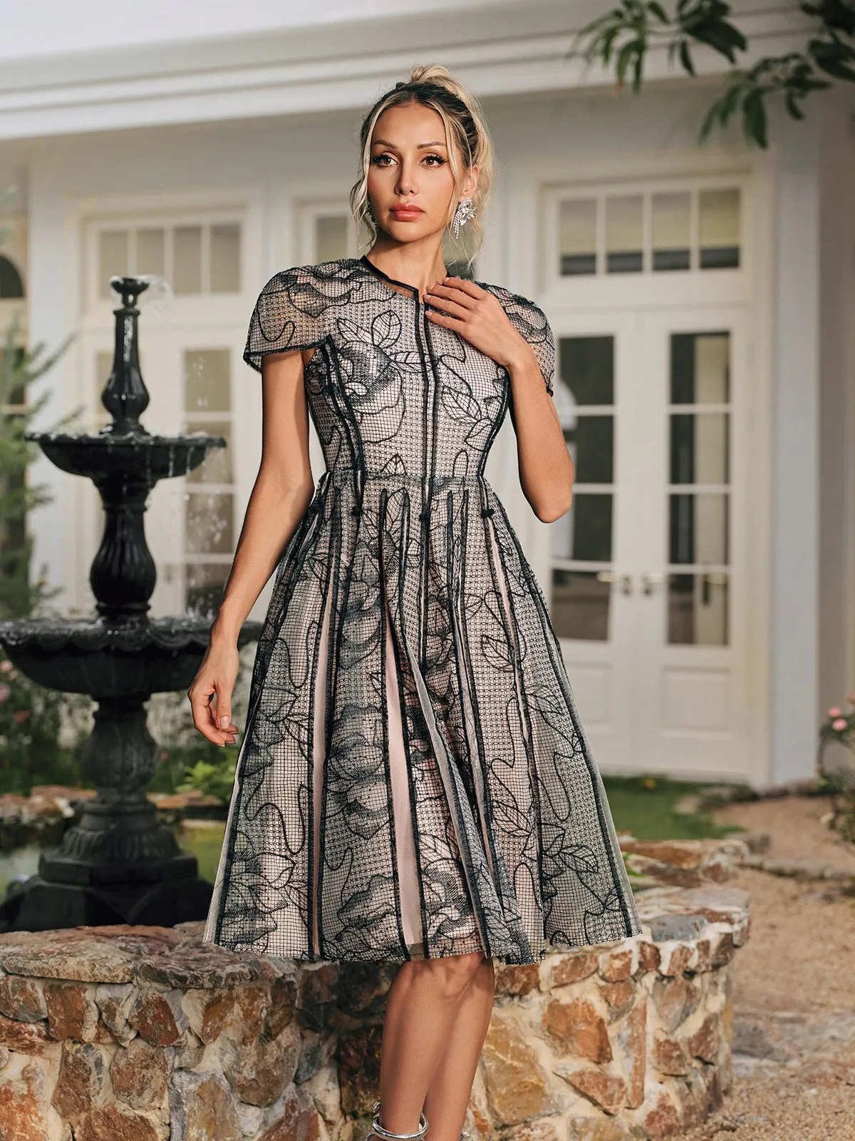 Rhaxma Floral Embroidered Midi Dress sold by Mew Mews product image thumbnail 3