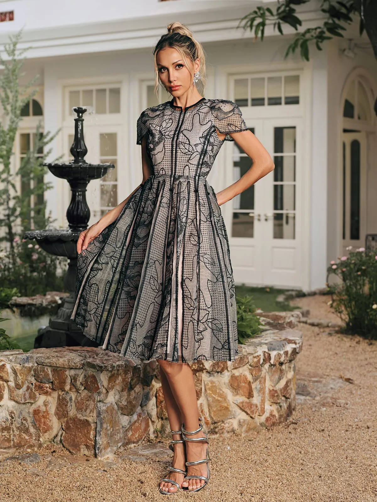 Rhaxma Floral Embroidered Midi Dress sold by Mew Mews product image thumbnail 5