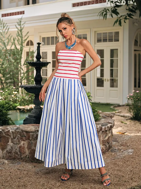 Drythos Strapless Stripe Maxi Dress sold by Mew Mews