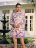 Duskel Flower Embroidered Mini Dress In Purple sold by Mew Mews