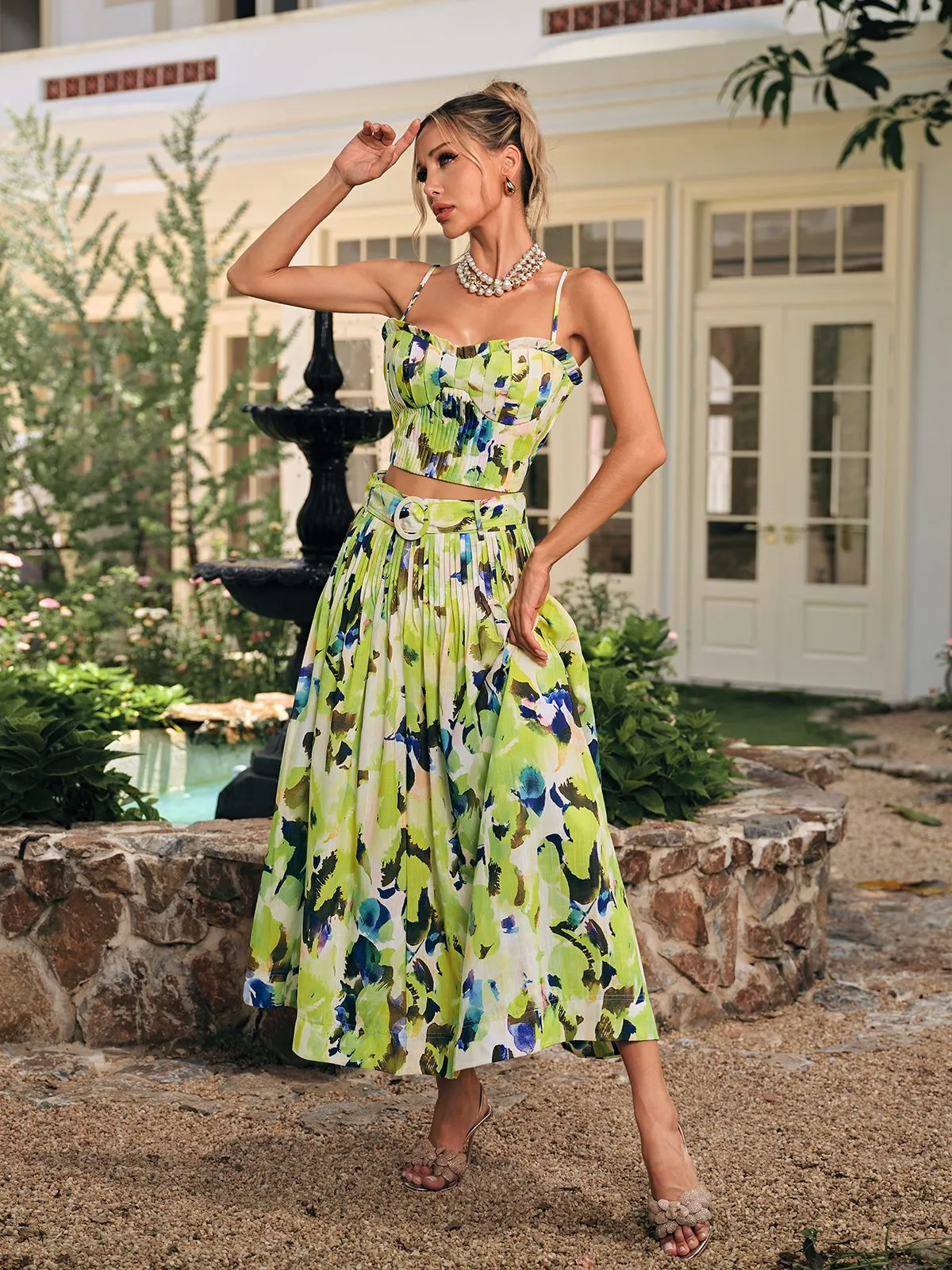 Daeltox Printed Pleated Skirt Set sold by Mew Mews product image thumbnail 2
