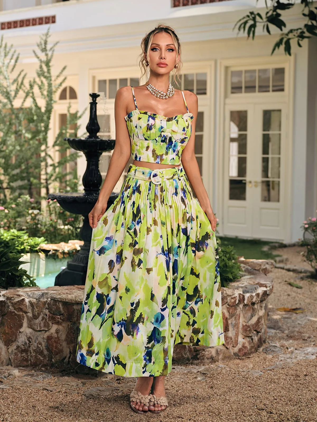 Daeltox Printed Pleated Skirt Set sold by Mew Mews product image thumbnail 4