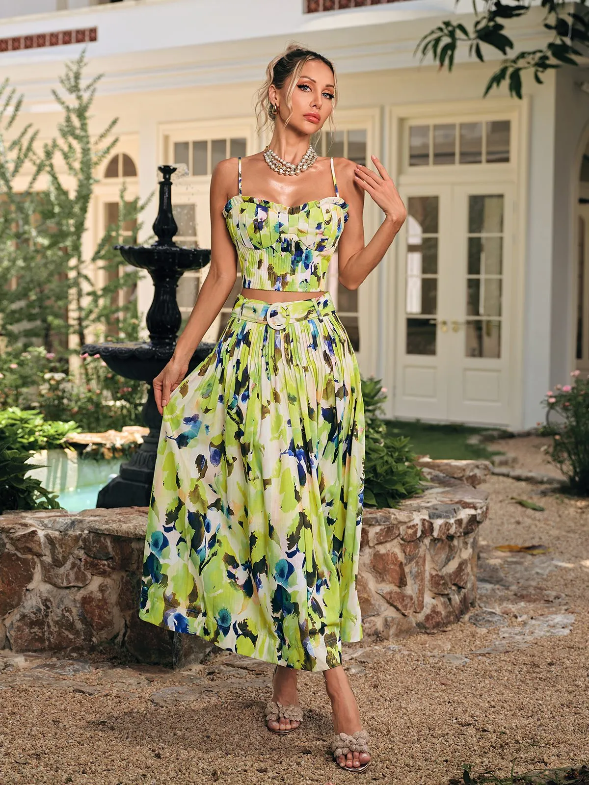 Daeltox Printed Pleated Skirt Set sold by Mew Mews product image thumbnail 5