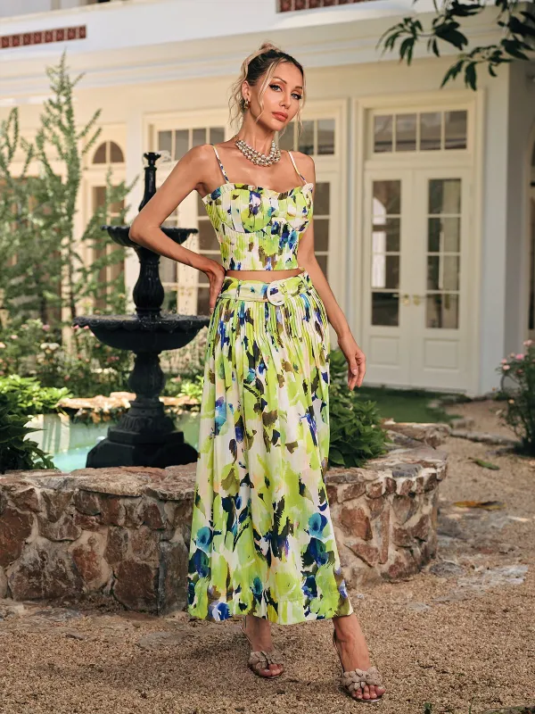 Daeltox Printed Pleated Skirt Set made by Mew Mews