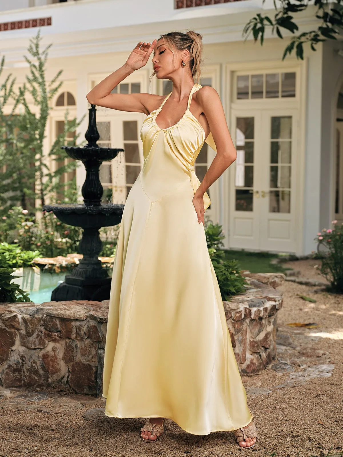 Dorvex Lace Up Satin Maxi Dress sold by Mew Mews product image thumbnail 5