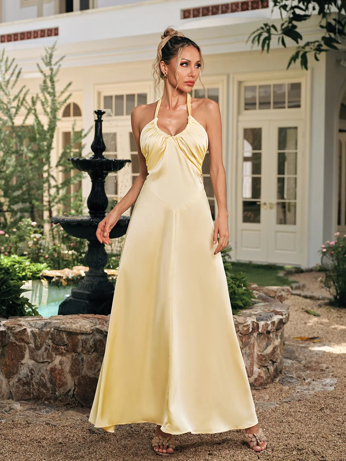 Dorvex Lace Up Satin Maxi Dress sold by Mew Mews product image thumbnail 2