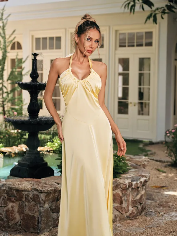 Dorvex Lace Up Satin Maxi Dress sold by Mew Mews