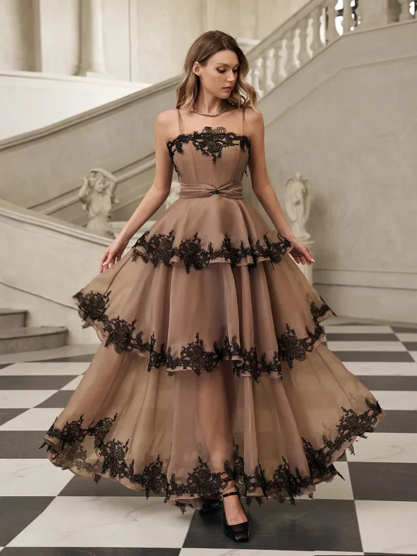 Fyraza Spaghetti Lace Tiered Maxi Dress sold by Mew Mews