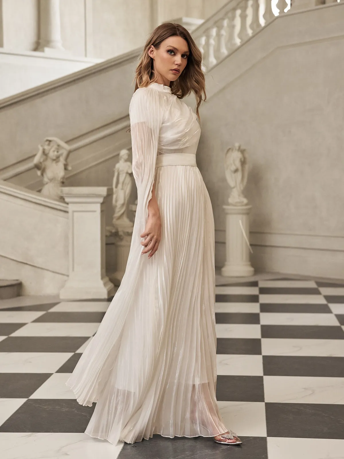 Jaelthis Cape Sleeve Pleated Maxi Dress sold by Mew Mews product image thumbnail 5