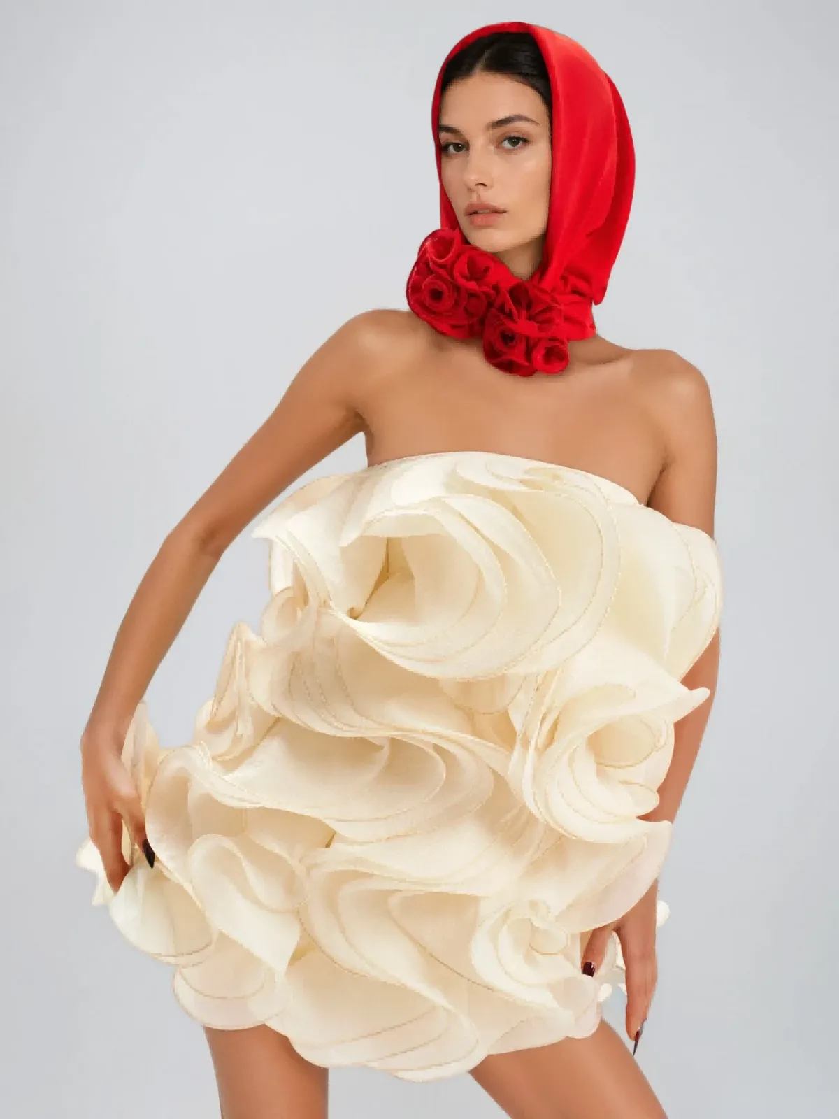 Eldrak Strapless Curly Mini Dress sold by Mew Mews product image thumbnail 2