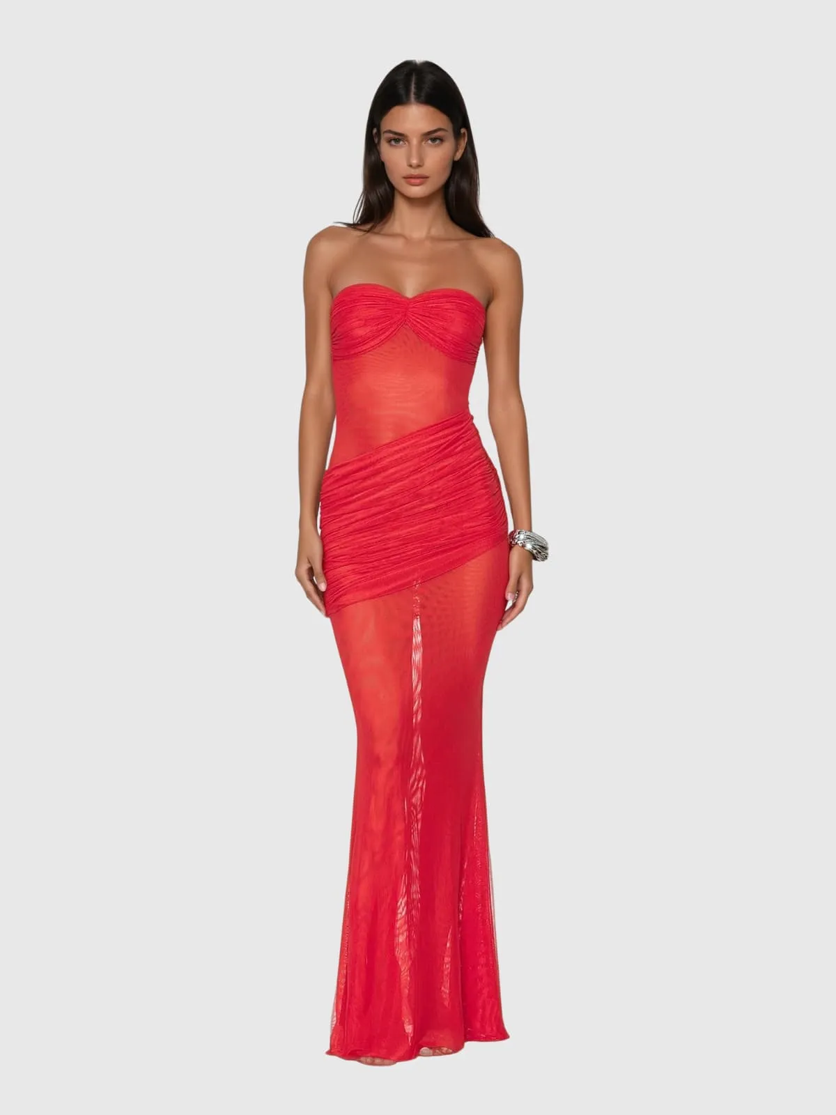 Kyrthos Strapless Ruched Maxi Dress sold by Mew Mews