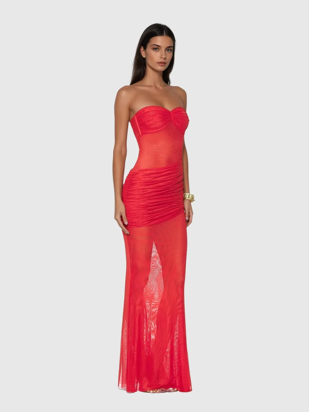 Kyrthos Strapless Ruched Maxi Dress sold by Mew Mews product image thumbnail 2