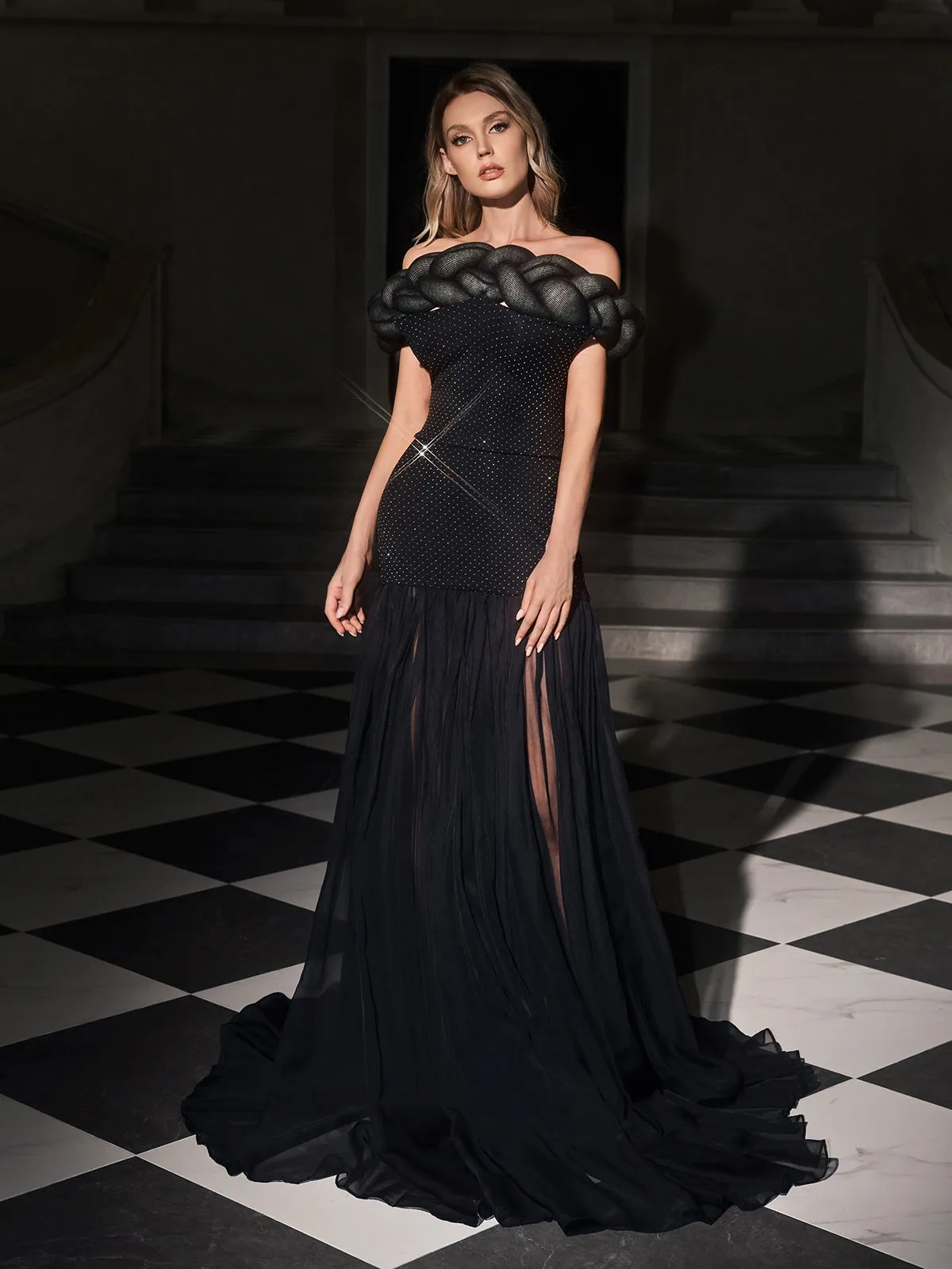 Elyxra Off Shoulder Rhinestone Skirt Set sold by Mew Mews product image thumbnail 4