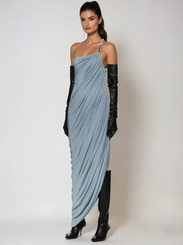 Paldrex Asymmetric Ruched Maxi Dress In Blue sold by Mew Mews