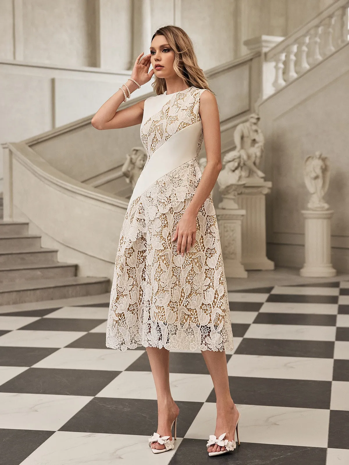 Fyrithia Sleeveless Lace Midi Dress sold by Mew Mews product image thumbnail 2