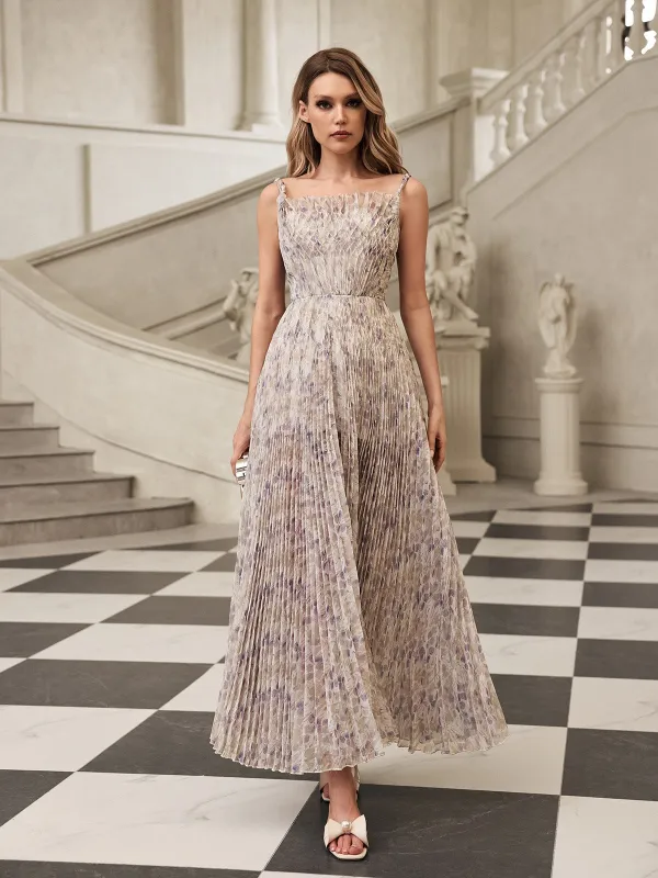 Gaeris Spaghetti Printed Pleat Maxi Dress made by Mew Mews