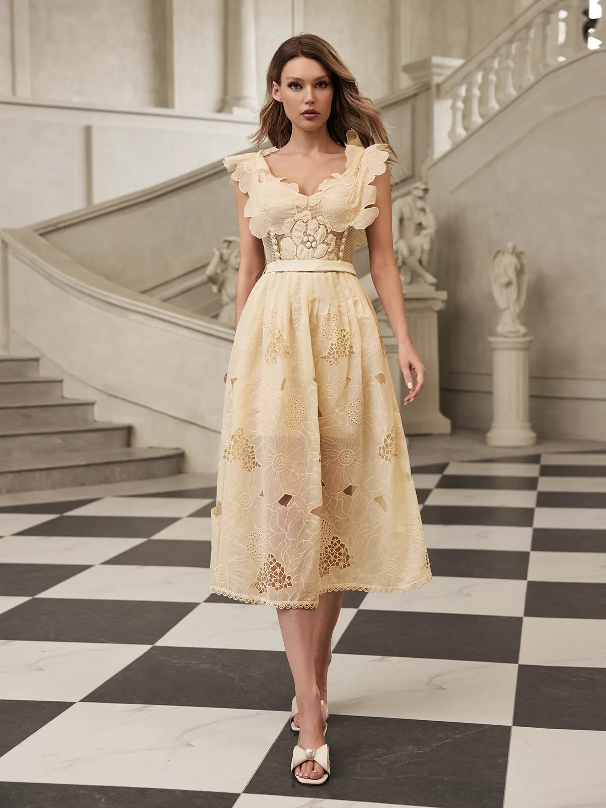 Gryon Sleeveless Floral Cutout Midi Dress sold by Mew Mews product image thumbnail 2