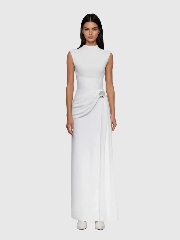 Paeltrix Sleeveless Ruched Draped Maxi Dress sold by Mew Mews