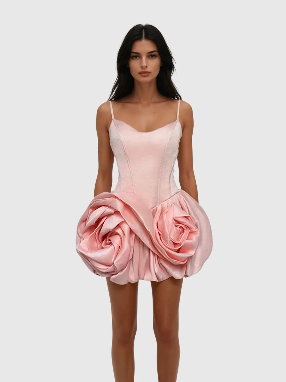 Kapule Spaghetti Flower Satin Mini Dress sold by Mew Mews product image thumbnail 3