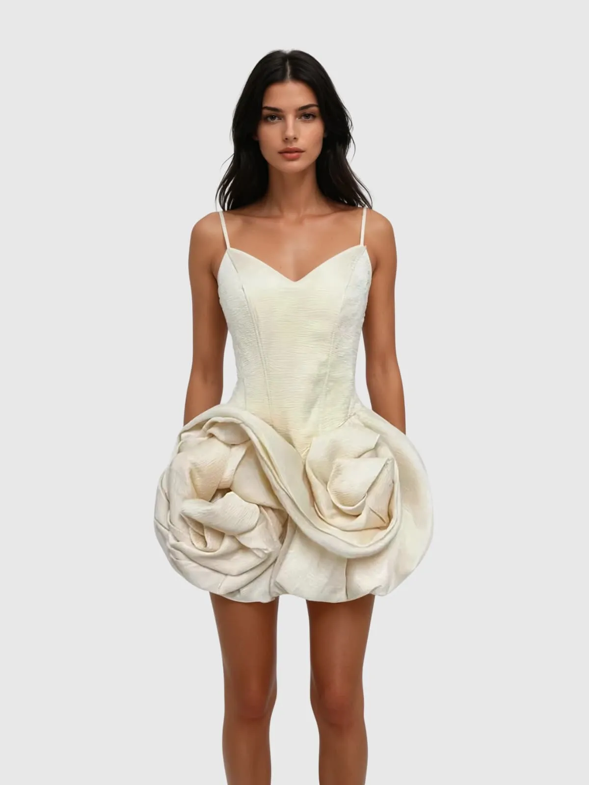 Kapule Spaghetti Flower Satin Mini Dress sold by Mew Mews product image thumbnail 2