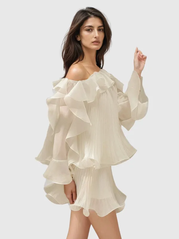 Kaniel Ruffle Pleated Skirt Set sold by Mew Mews