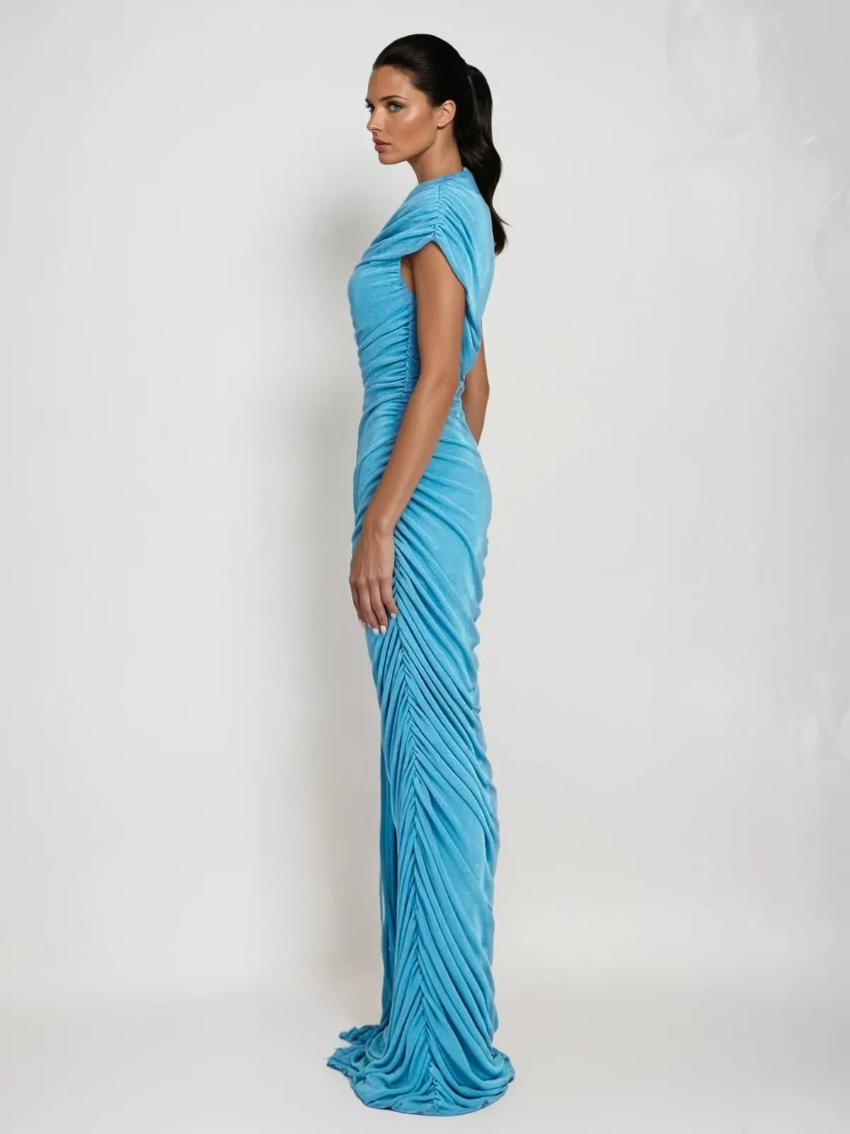 Katinka Draped Maxi Dress In Blue sold by Mew Mews product image thumbnail 4
