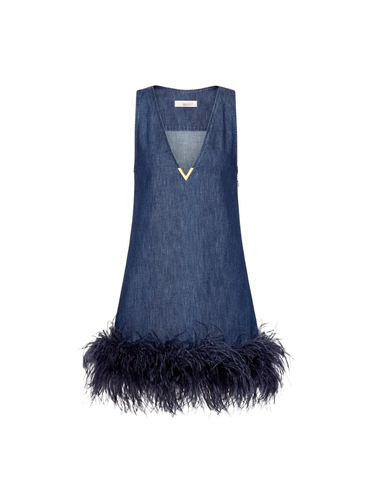 Katet V Neck Feather Denim Mini Dress sold by Mew Mews product image thumbnail 5