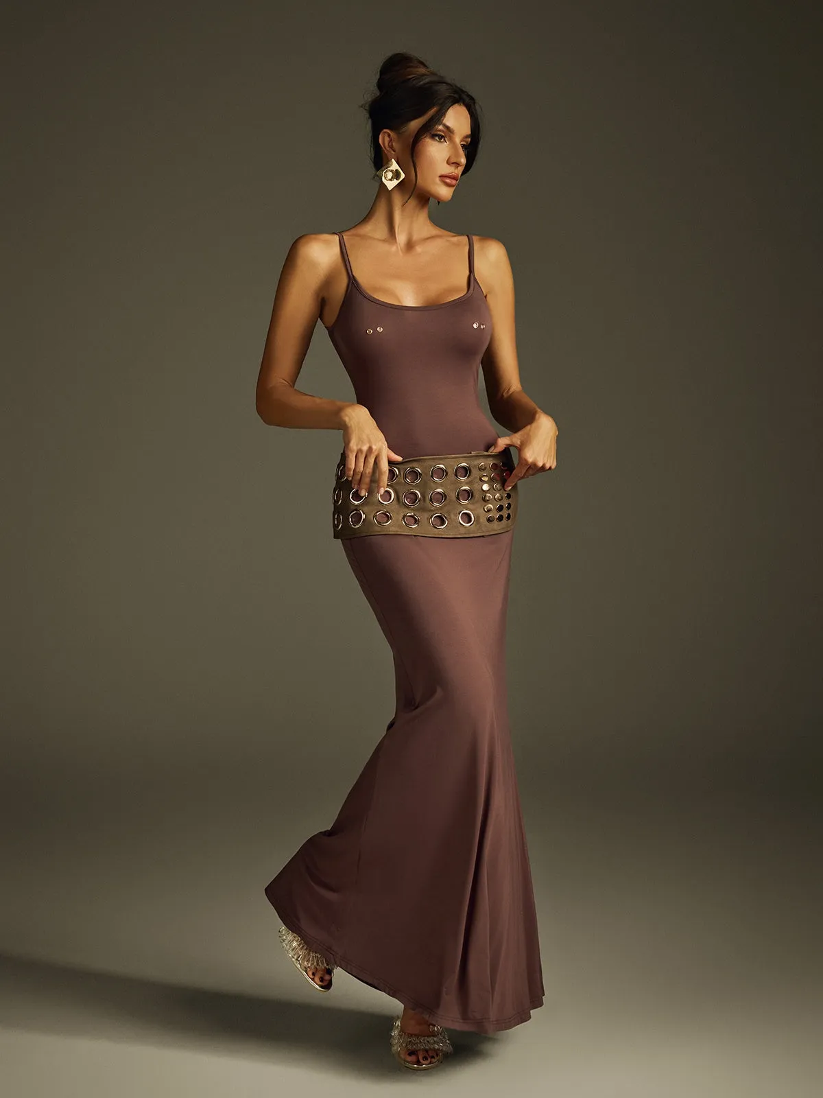 Ivaris Spaghetti Maxi Dress With Belt sold by Mew Mews product image thumbnail 2