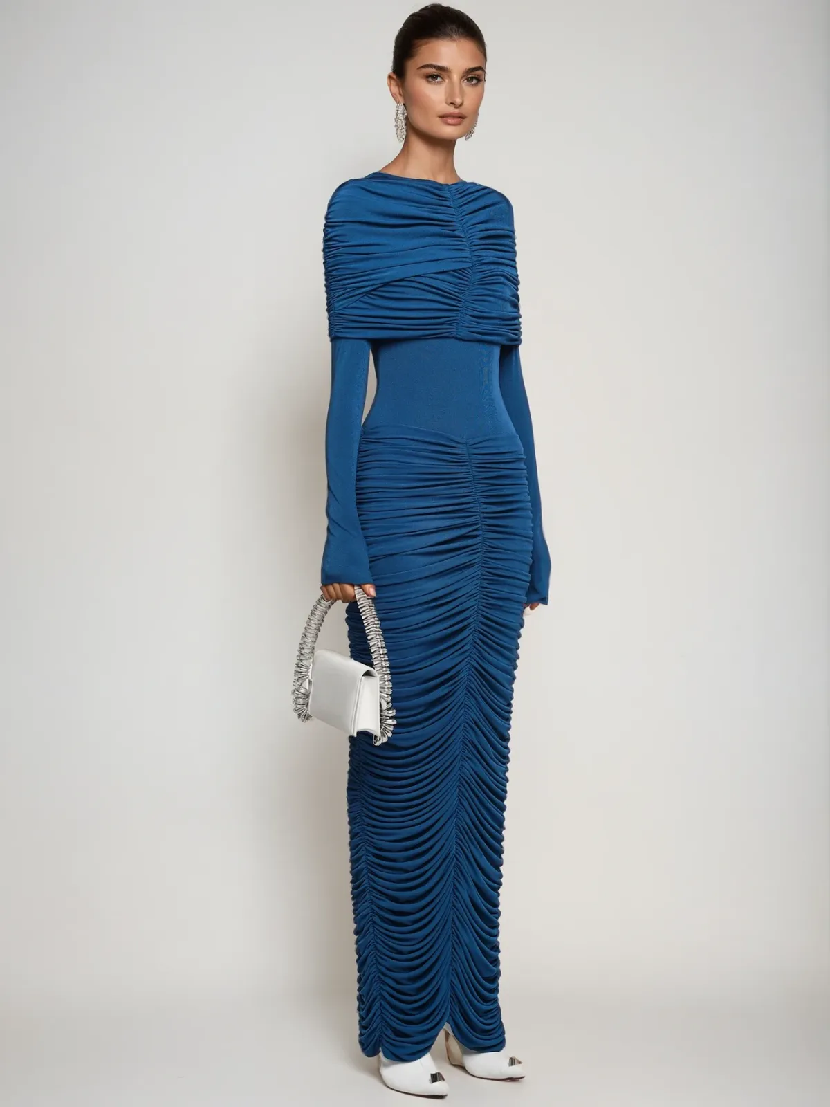 Liseli Long Sleeve Ruched Maxi Dress sold by Mew Mews product image thumbnail 3