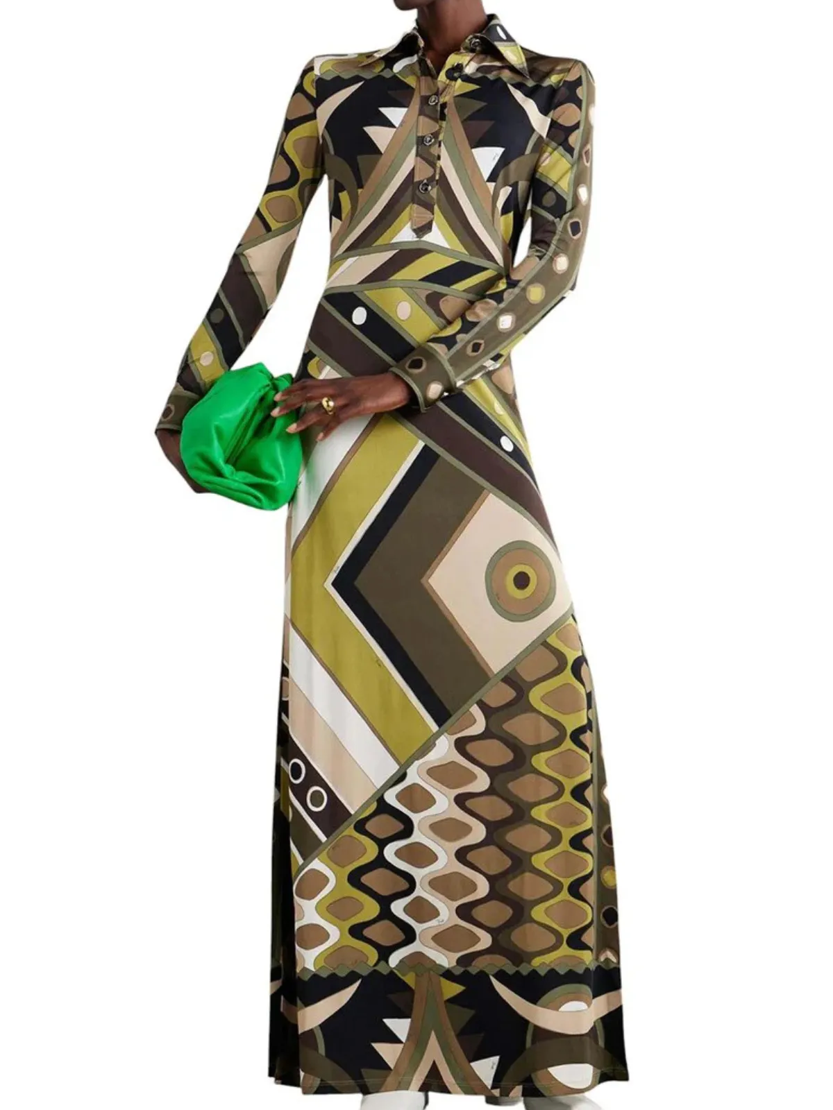 Lisbet Folded Collar Printed Maxi Dress sold by Mew Mews product image thumbnail 2
