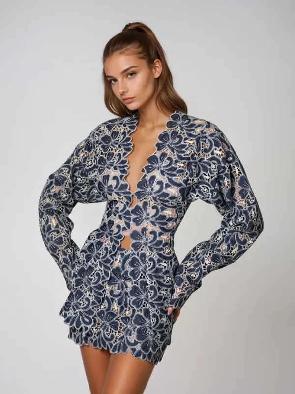 Linette V Neck Floral Skirt Set sold by Mew Mews