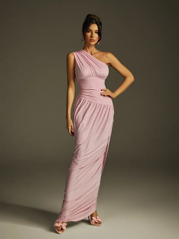 Wexelle One Shoulder Ruched Maxi Dress sold by Mew Mews