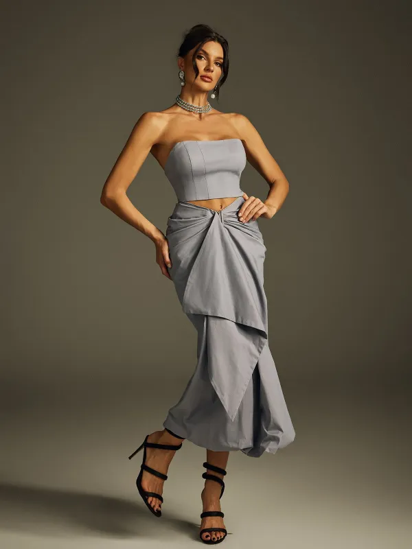 Helara Strapless Ruched Skirt Set sold by Mew Mews