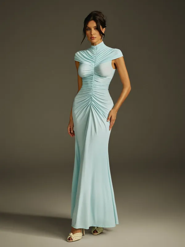 Ildrix High Neck Ruched Maxi Dress sold by Mew Mews