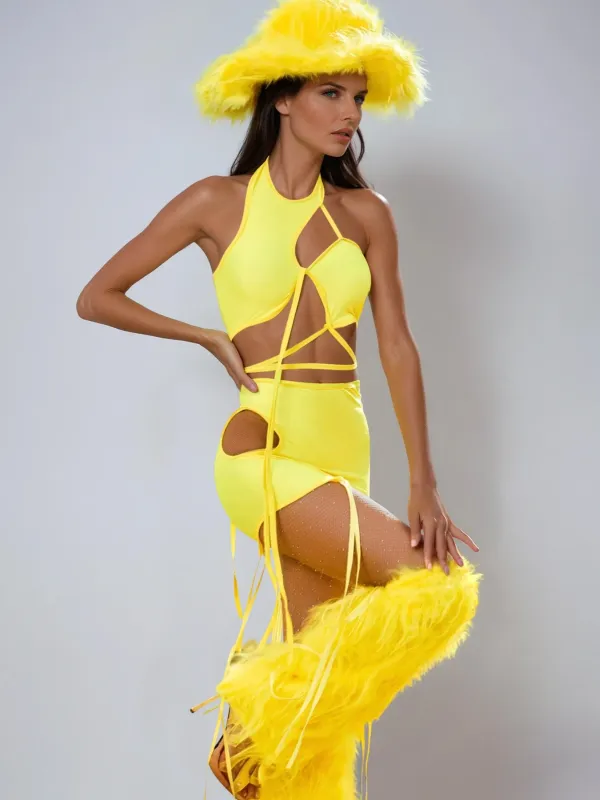 Karma Cutout Feather Skirt Set sold by Mew Mews