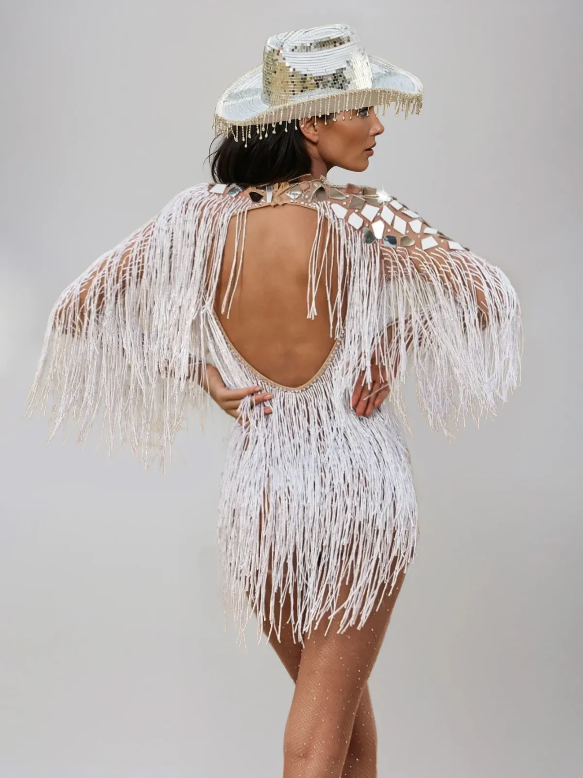 Karif Long Sleeve Acrylic Fringe Bodysuit sold by Mew Mews product image thumbnail 5