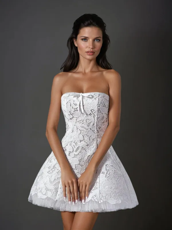 Gaelon Spaghetti Lace Mini Dress sold by Mew Mews