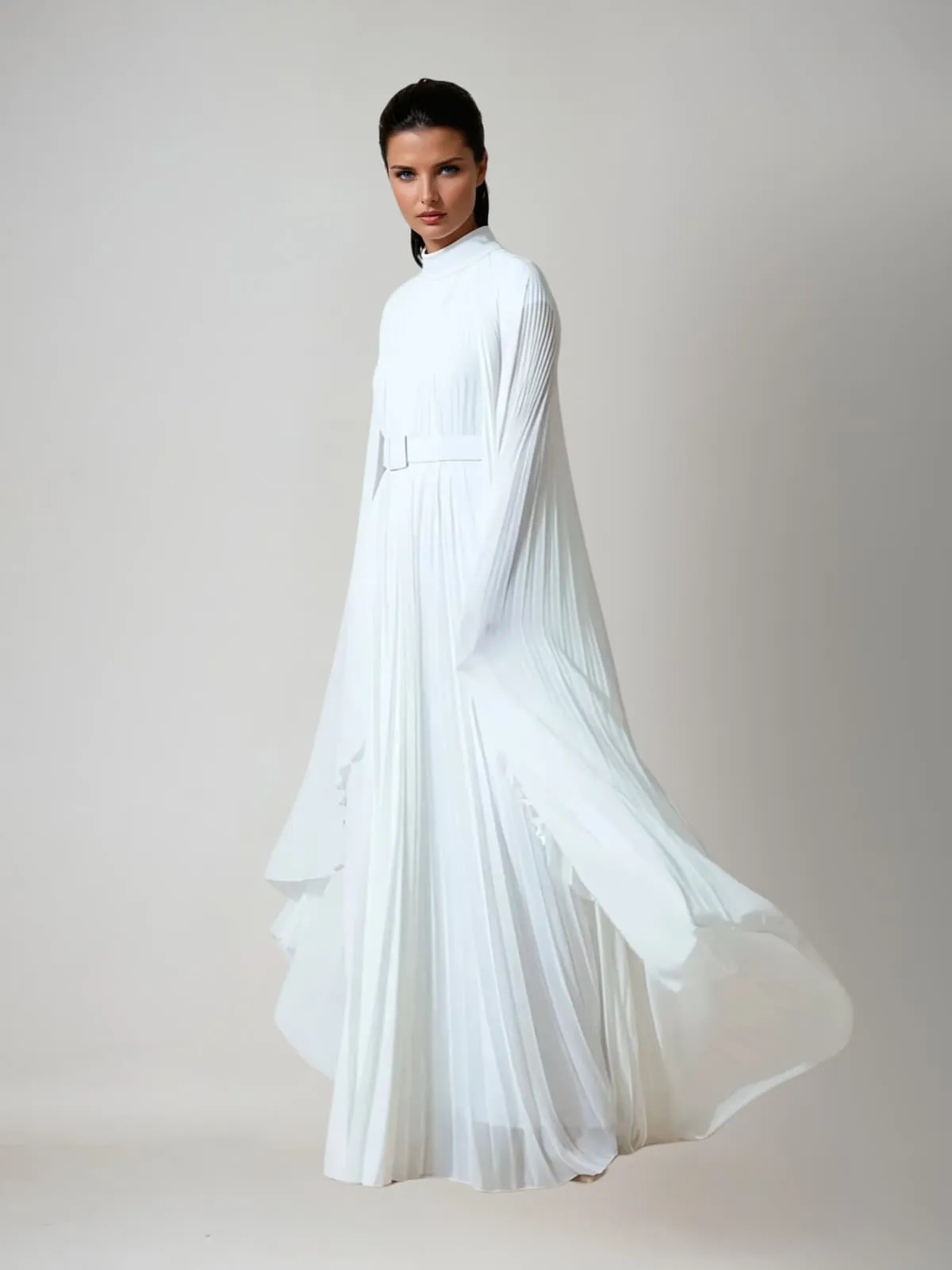 Jaelthis Cape Sleeve Pleated Maxi Dress sold by Mew Mews product image thumbnail 3