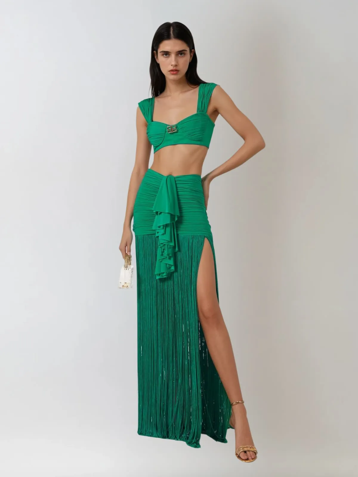 Ourania Ruched Fringe Skirt Set sold by Mew Mews product image thumbnail 2