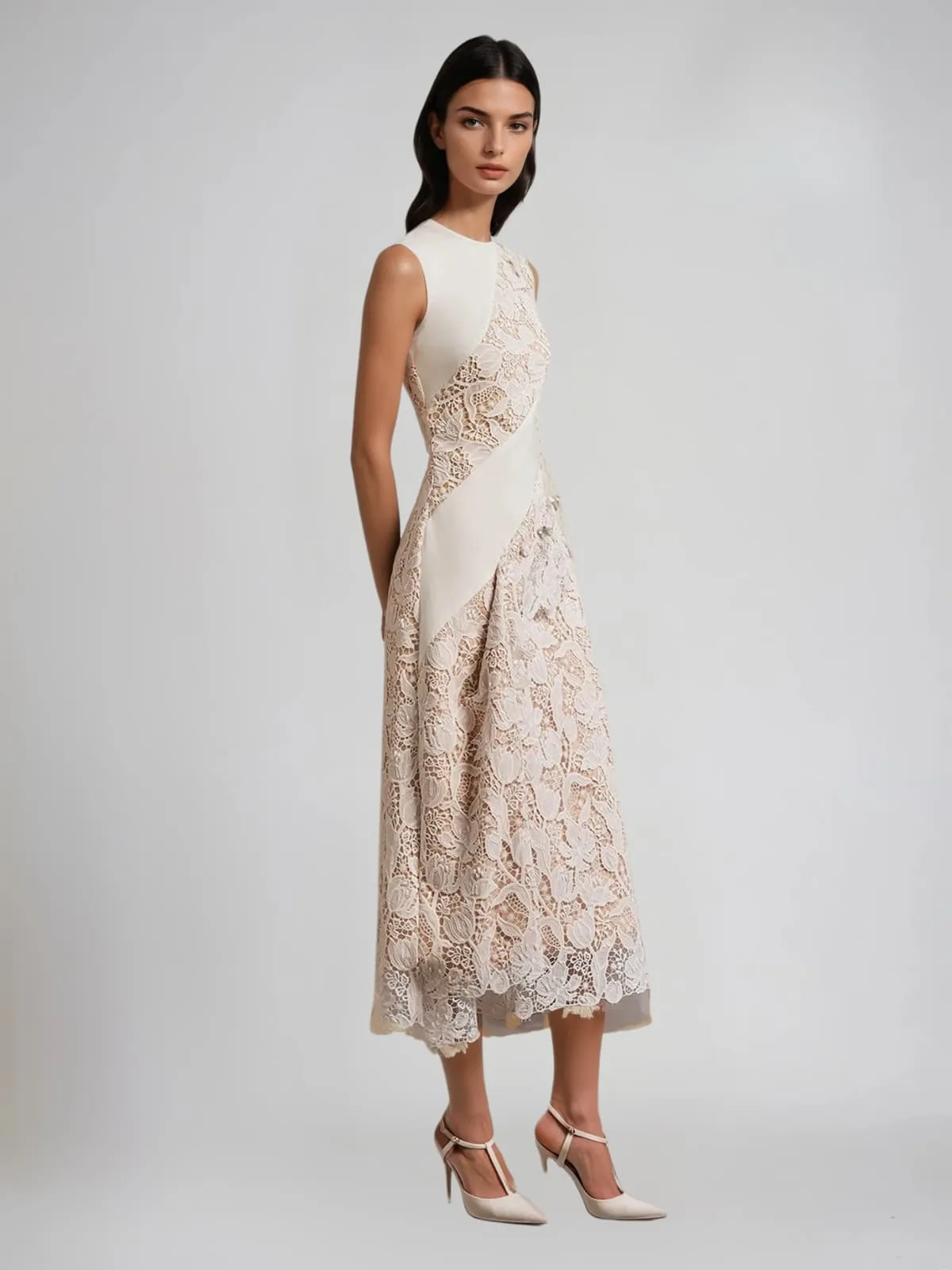 Fyrithia Sleeveless Lace Midi Dress sold by Mew Mews product image thumbnail 2