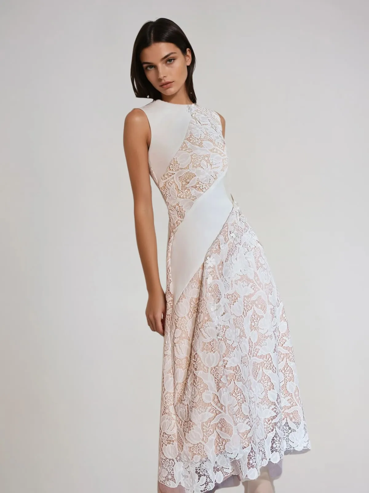 Fyrithia Sleeveless Lace Midi Dress sold by Mew Mews product image thumbnail 4