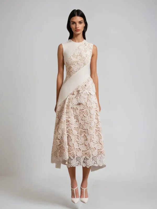 Fyrithia Sleeveless Lace Midi Dress sold by Mew Mews