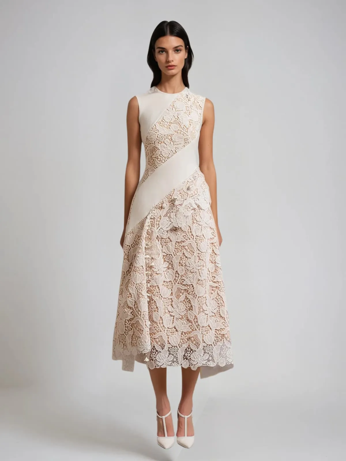 Fyrithia Sleeveless Lace Midi Dress sold by Mew Mews