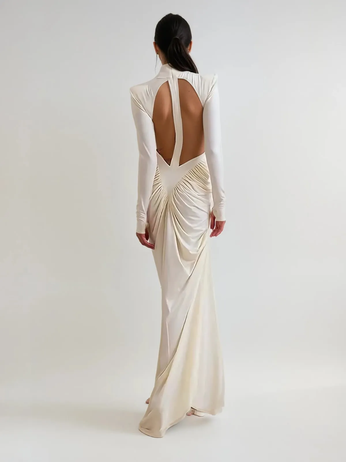 Gwydion High Neck Ruched Maxi Dress sold by Mew Mews product image thumbnail 2