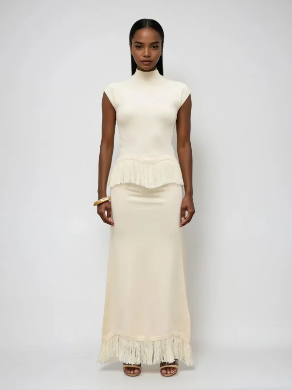 Saldrex Sleeveless Fringe Skirt Set sold by Mew Mews